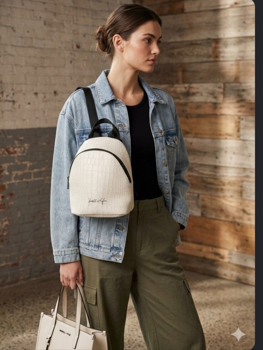 Y2K Kendall & Kylie White Alligator Croc Mini Backpack Adjustable Strap